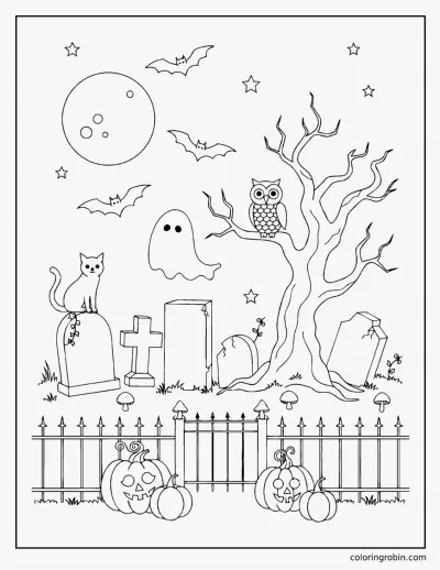 Halloween Graveyard coloring page