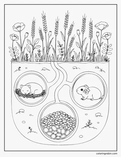Hamster Burrow coloring page