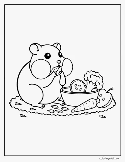 Hamster Healthy Dinner coloring page