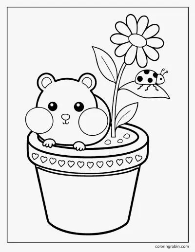 Hamster in a Flower Pot coloring page