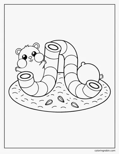 Hamsters Playing in a Tunnel coloring page