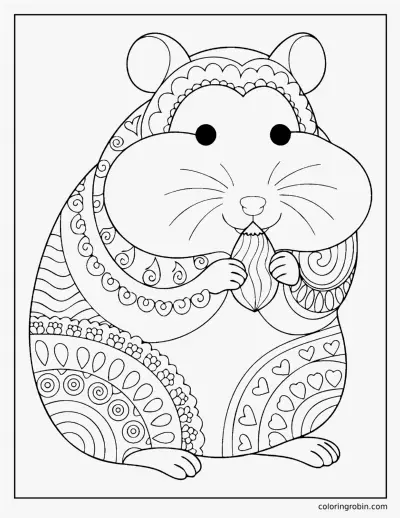Zentangle Hamster coloring page