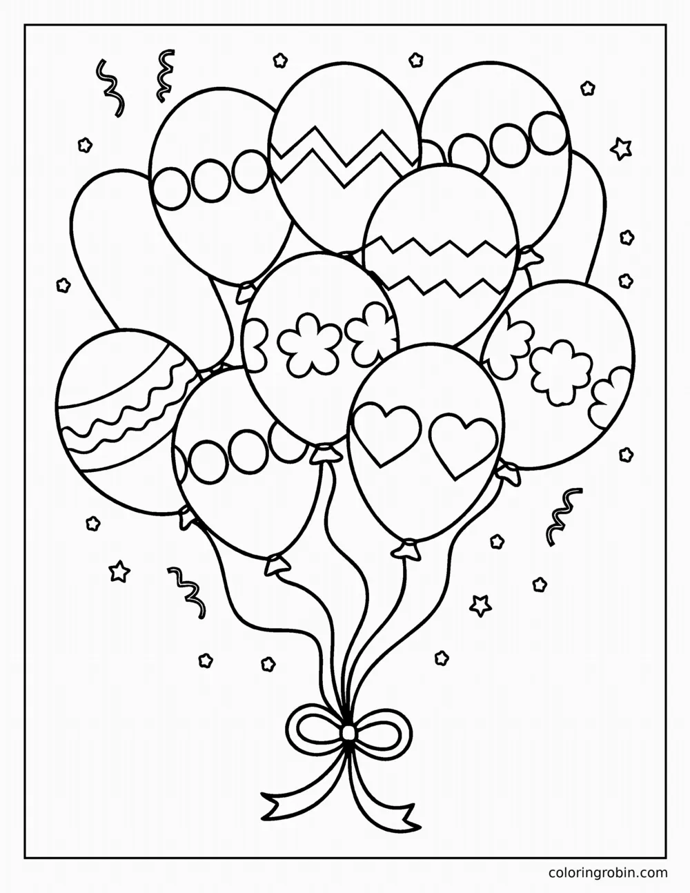 Birthday Balloons coloring page