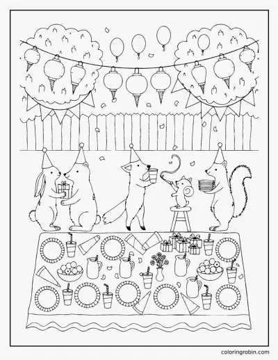 Birthday Celebration Scene coloring page