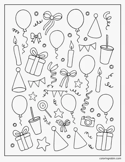 Birthday Doodle Page coloring page