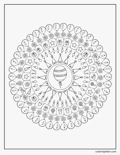 Birthday Mandala coloring page