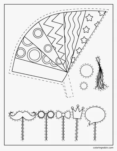 Party Hat and Props Craft coloring page