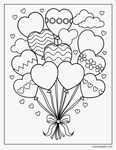 Heart Balloons coloring page