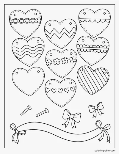 Heart Garland Craft coloring page