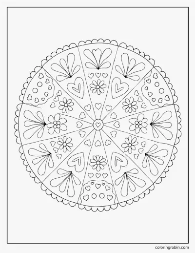 Heart Kaleidoscope coloring page