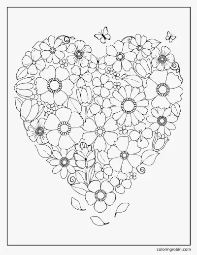 Heart of Flowers coloring page