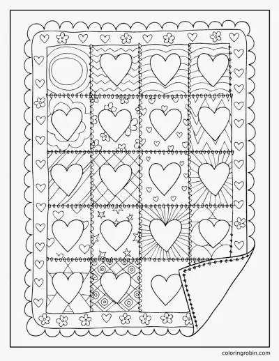 Heart Quilt coloring page