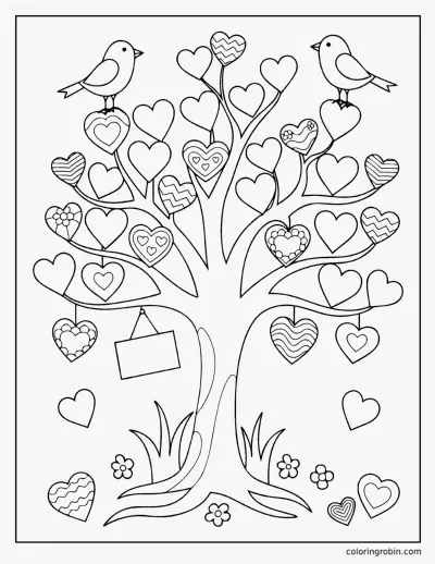Heart Tree coloring page