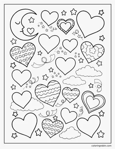 Hearts and Stars coloring page