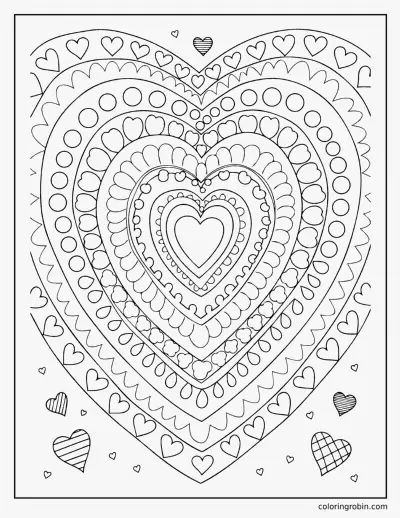 Nested Hearts coloring page