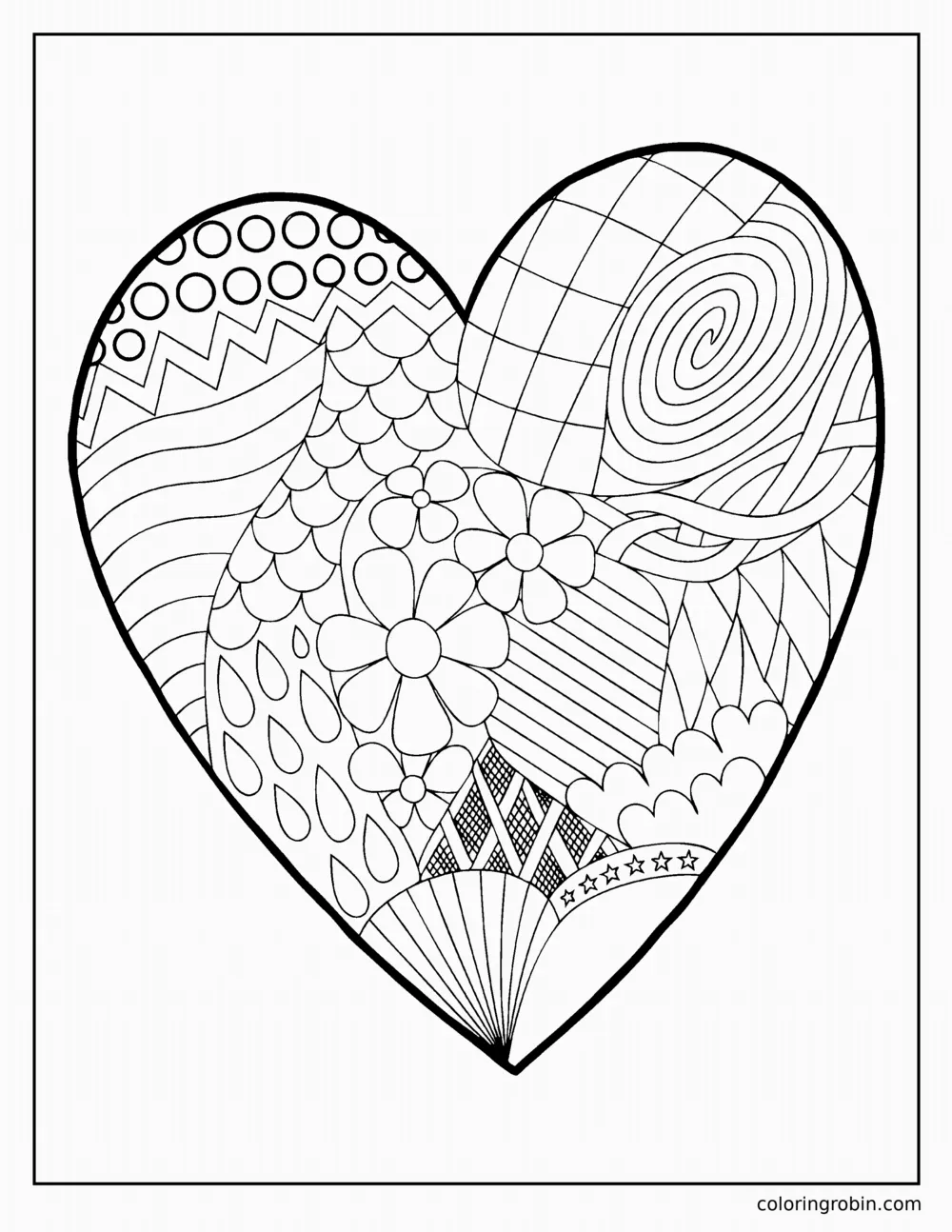 Zentangle Heart coloring page