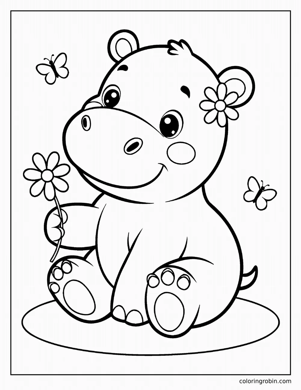 Cute Baby Hippo coloring page