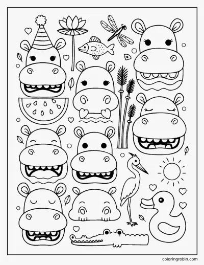 Hippo Doodles coloring page