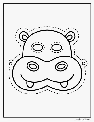 Hippo Mask Template coloring page
