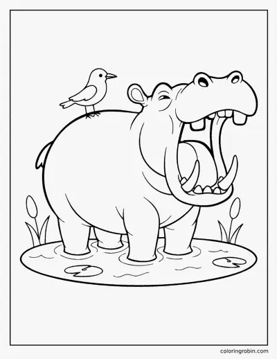 Hippo Yawning coloring page