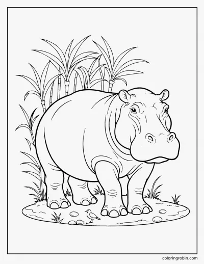 Realistic Hippo coloring page