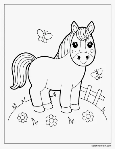 Cute Cartoon Horse coloring page