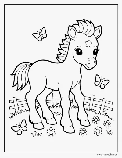 Foal in a Meadow coloring page