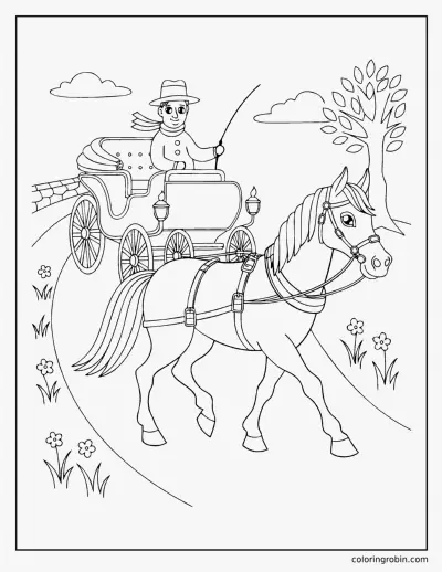Horse Drawn Carriage coloring page