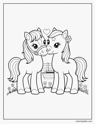 Two Ponies coloring page