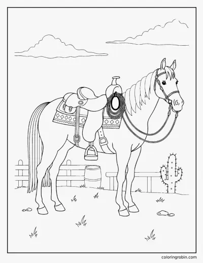 Western Horse with Saddle coloring page