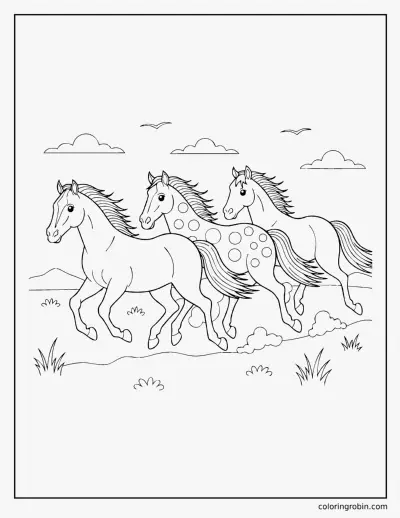 Wild Horses Running coloring page