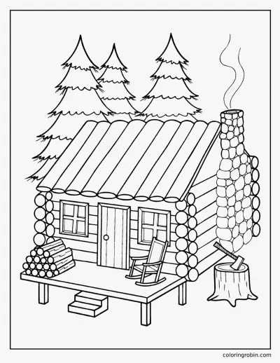 Log Cabin coloring page