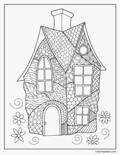 Patterned House coloring page
