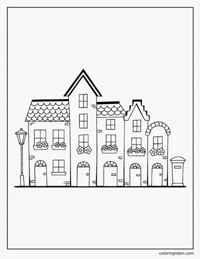 Row of Houses coloring page