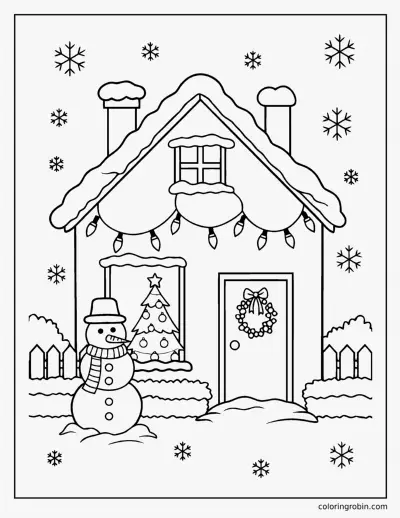 Snowy House coloring page
