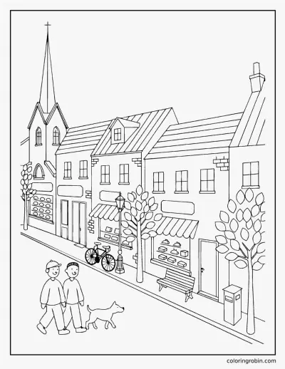 Town Scene coloring page