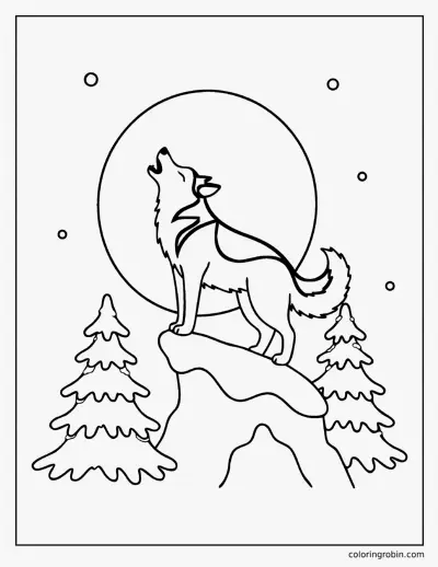 Husky Howling at the Moon coloring page