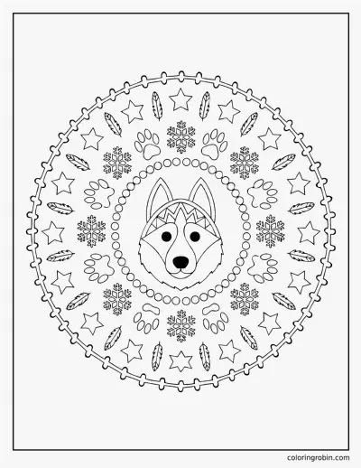 Husky Mandala coloring page