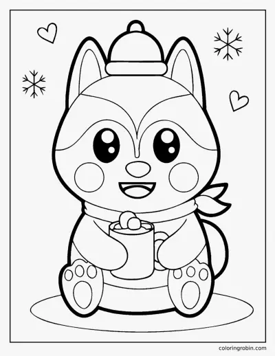 Kawaii Husky coloring page