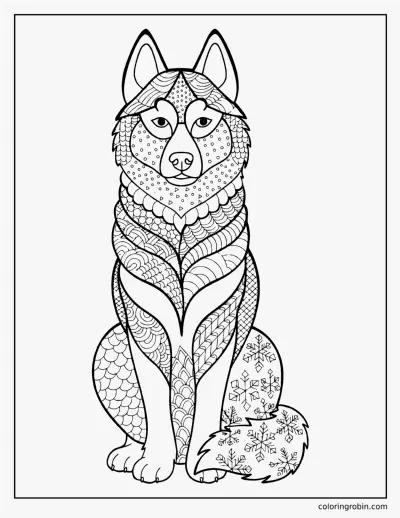 Zentangle Husky coloring page