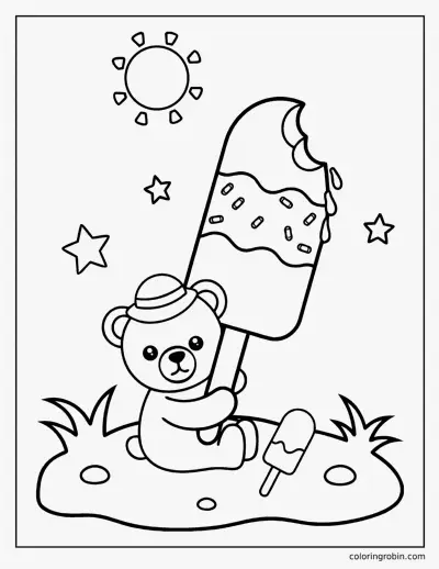 Bear with a Popsicle coloring page