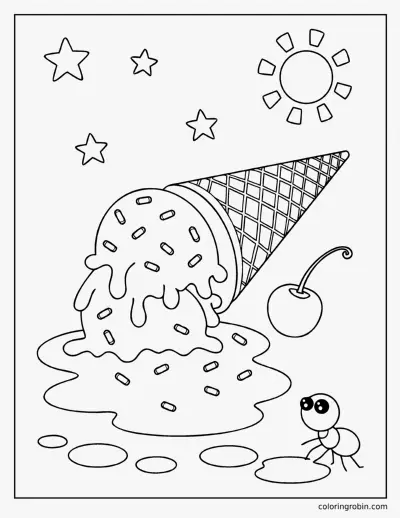 Melting Ice Cream Cone coloring page