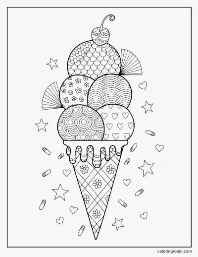 Patterned Ice Cream Cone coloring page