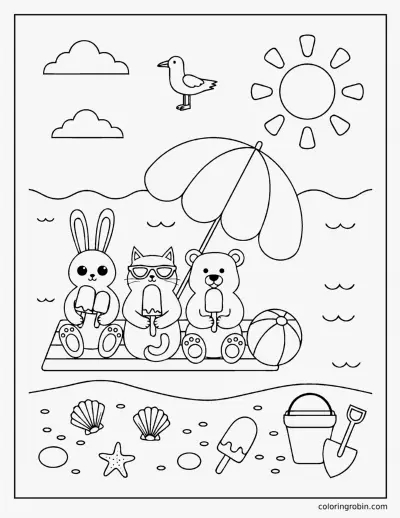 Popsicle Beach Day coloring page