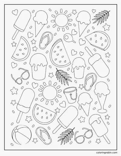 Popsicle Summer Doodle coloring page