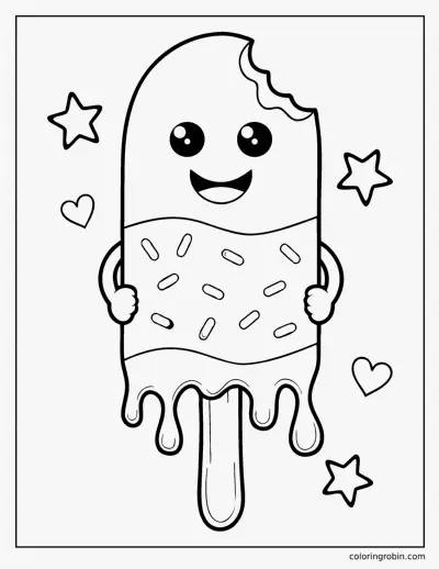 Smiling Popsicle coloring page