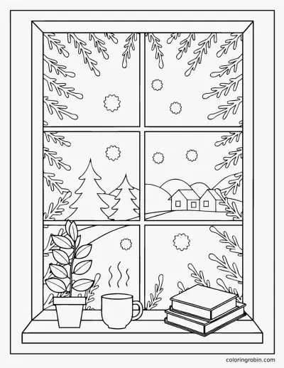 Frosted Window View coloring page