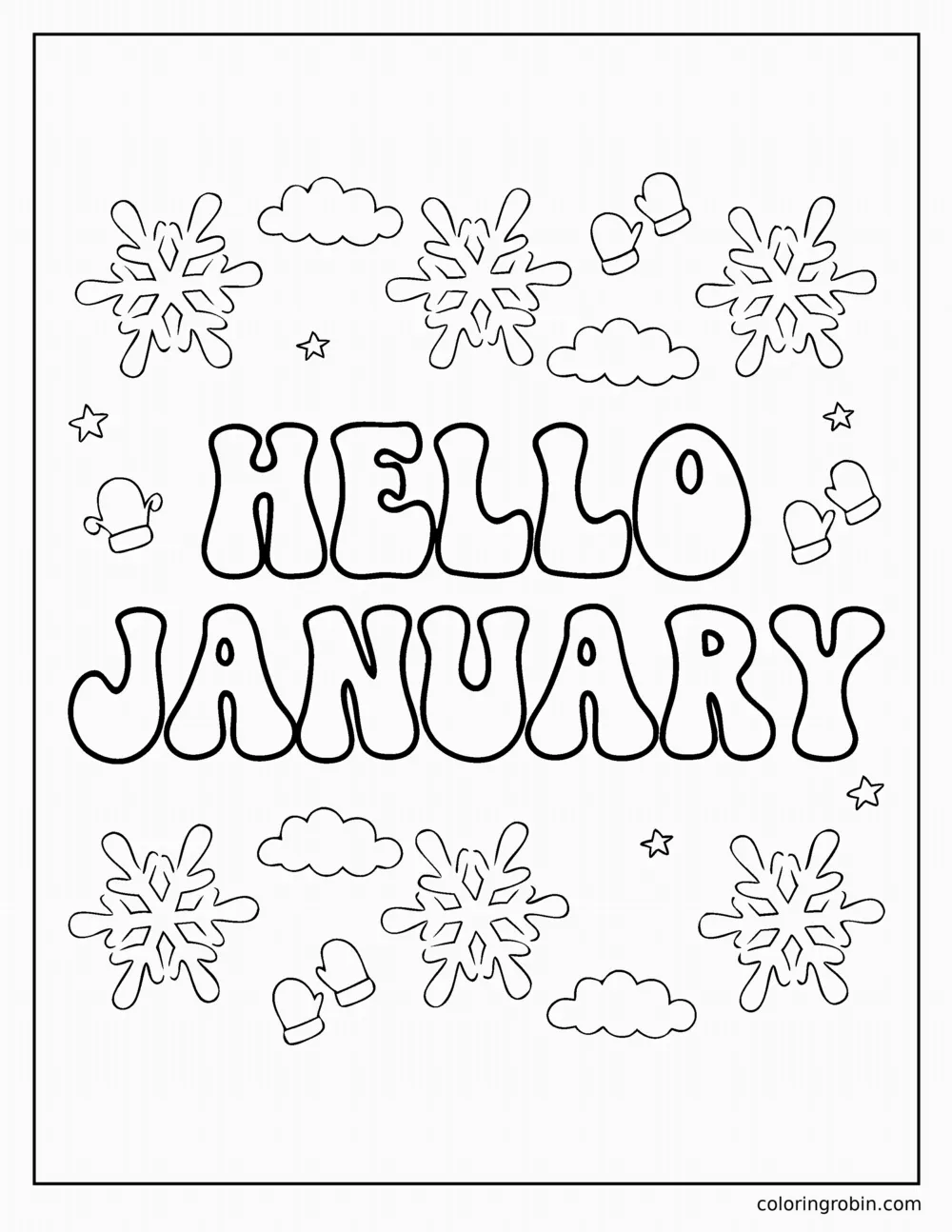 Hello January coloring page