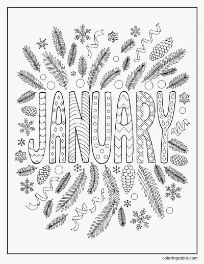 January Hand Lettering coloring page