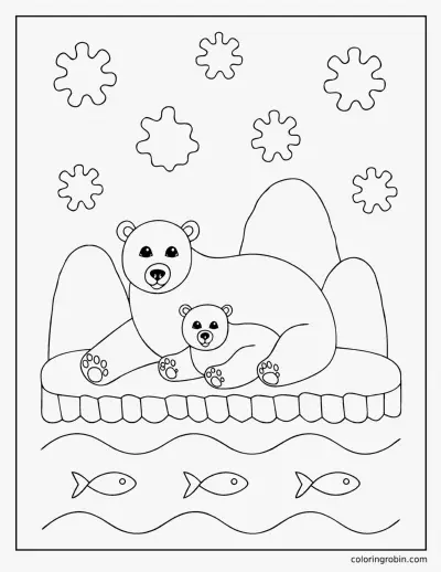 Polar Bear and Cub coloring page